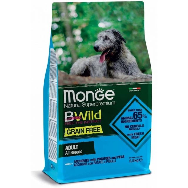 BWild Grain Free All Breeds Adult Acciughe, patate e piselli 12 kg